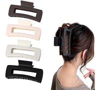 Flomiara 4-Pack Large Square Hair Claw Clips - 11.9cm Strong-Hold Plastic, Lightweight Cute for Thick Hair Women & Teens