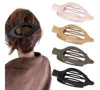 Flomiara 4PCS Flat Claw Clip, Oval Hair Clips for Thick Thin & Fine Hair Women Girls, Non-Slip Strong Hold French Matte Claws Accessories, Black, Dark Brown, Light Pink, Coffee Set