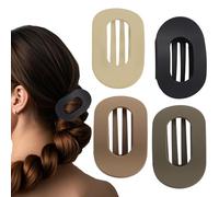 Flomiara 4PCS Hair Clips for Women, Flat Claw Clips for Lying, Non-Slip Clip for Thick Thin Hair, Large Strong-Hold Claws Styling, Light Cute for Women Girls Kids,Black, Off White, Brown, Lotus Root