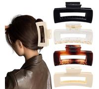 Flomiara 4PCS Hair Clips for Women, Large Claw Clips, Square Hair Clip, Suitable for Thick Hair, Large Strong-Hold Claws for Styling, 10.5 Centimeter Hair Clip, Light Cute for Women Girls Kids