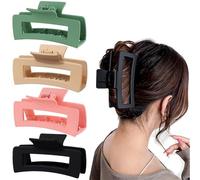 Flomiara 4PCS Hair Clips for Women, Large Claw Clips, Square Hair Clip, Suitable for Thick Thin Hair, Large Strong-Hold Claws for Styling, 10.5 Centimeter Hair Clip Set, Light Cute for Women Girls