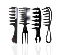 Flomiara 4PCS Mens Hair Styling Set, Hair Combs Barber Wide Tooth Texture Comb Quiff, Pompadour, Undercut Suitable for All Kinds Men's Hairstyles, Vintage, Suitable for Home Use and by Hairdressers
