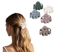 Flomiara 5 PCS Hair Clips for Women, Octopus Claw Clip Suitable for Thick and Thin Hair, Light and Cute, Non-Slip Matte and Firm Hairpin, Plastic Hairpin, Milk White, Dark Green, Grey, Pink, Khaki