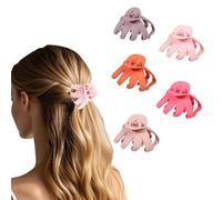 Flomiara 5 PCS Hair Clips for Women, Octopus Claw Clip Suitable for Thick and Thin Hair, Light Cute, Non-Slip Matte Firm Hairpin, Plastic Hairpin, Red Bean Paste Powder, Flesh Pink, Tangerine Red