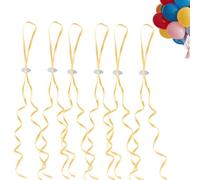 Flomiara 50PCS Balloon Closures, Reusable Balloon Ribbon for Birthday Christmas, Balloons Cords String for Hanging Balloons for Wedding Party, Birthday, Party, Daily, Celebrations, Gold