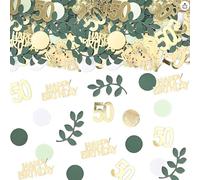 Flomiara 50th Birthday Confetti, Party Decorations Boy or Girls 100Pcs Green Gold Tissue Sprinkle Confetti,Gender Reveal Decorations,Shower Games Table Decoration Birthday Party Wedding Decoration