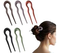 Flomiara 5PCS French Hair Pin Hair Fork Sets Handy, Securely Fixed U-Shaped Styles, Hair Forks Lightweight, Perfect for Women and Kids Every Situation Black Brown Peach Yellow Gray Green Light Purple