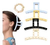 Flomiara 5PCS Hair Clips for Women, Claw Clips, Plastic Square Hair Clip, Suitable for Thick Hair, Strong-Hold Claws Styling, 13 CM Square Hair Clip, Suitable For Girls (Black Rice, Yellow Blue)