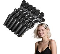 Flomiara 6PCS Crocodile Clips, Professional Hair Clips For Styling, Sectioning Crocodile Hair Clips for Women Girls, Alligator Clips Hair Sectioning Clips for Salon Home Use, Black