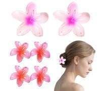 Flomiara 6PCS Flower Hair Clips for Women, Hawaiian Hair Claws Summer Travel Hair Accessories, Lateral Strong Hold, Printing Claw Clip Hairpin for Girls Women Thick Thin Hair, Pink