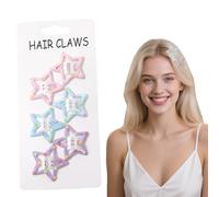 Flomiara 6pcs Hair Claw, Mini Hair Clips, Small Pentagram Hairpins Hairs Accessories for Women Girls, Star Mini Barrettes Hair Claws Styling Accessories for Photograph Daily Party, Pink Blue Purple