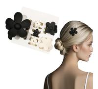 Flomiara 6PCS Hair Clips for Women, Claw Clips, Plastic Flowers Hair Clip Home Makeup Outdoor, Suitable for Thick Thin Hair, Strong-Hold Claws for Styling, Light Cute for Women Girls Kids, Black