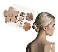Flomiara 6PCS Hair Clips for Women, Claw Clips, Plastic Flowers Hair Clip Home Makeup Outdoor, Suitable for Thick Thin Hair, Strong-Hold Claws for Styling, Light Cute for Women Girls Kids, Brown