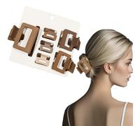 Flomiara 6PCS Hair Clips for Women, Claw Clips, Plastic Square Hair Clip Home Makeup Outdoor, Suitable for Thick Thin Hair, Strong-Hold Claws for Styling, Light Cute for Women Girls Kids, Brown