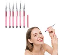 Flomiara 6PCS Nail Art Brushes, Nail Art Liner Brush, Nails Dotting Painting Drawing Pens, Pull Line Painted Pen Nails Dotting Tools Set DIY Designs, Handle Decorated Broken Diamonds