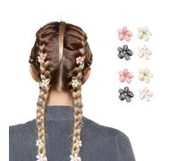 Flomiara 8 Pcs Mini Crystal Hair Claw Clips-Small Flower Hairpins, Hair Accessories, Sweet Mini Barrettes, Hair Styling Accessories, The Gripping Force Firm. (Light Green, Pink, Gun Black, Pearl)