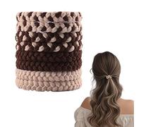 Flomiara 8PCS Elastic Hair Bands 5.5cm Hair Ties Bobbles Elastics Hairbands Ponytail Holders No Metal for Women Girls Kids Men Thick Hair, Coffee Ponytail Holders Set