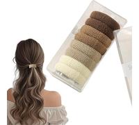 Flomiara 8PCS Hair Ties, Ponytail Scrunchies Hair Ties No Damage Crease for Women Girls Kids Ponytail Holder, Soft Thick Seamless Cotton & Thick Thin Curly Elastic Hair Band, Brown