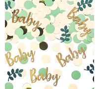 Flomiara BABY Birthday Confetti, Party Decorations Boy or Girls 100Pcs Green Gold Tissue Sprinkle Confetti, Lightweight Reusable, Shower Games Table Decoration Birthday Party Wedding Decoration big