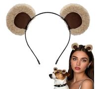 Flomiara Bear Ears Headband Khaki, Cute Care Movable Hairband Costume for Kids Adult, Soft Makeup Headbands for Washing Face Women & Animal Hair for Festival Cosplay Party Chipmunk