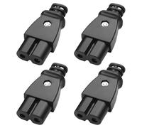 Flomiara C7 Rewireable Plug 4 Pack, Figure 8 2 Pin Male Power Connector, Non-Polarised Screw Terminal Replacement Plug for TV, Printer, Game Console, HiFi Audio