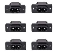 Flomiara C8 Panel Mount Inlet 6 Pack, Figure 8 2 Pin Female Chassis Power Socket, AC-005 Non-Polarised IEC Connector for DIY Electronics, Audio Equipment, TV Repair