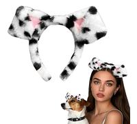 Flomiara Dalmatian Dog Ears Headband, Fluffy Cartoon Hair Hoop Animal Makeup Skincare Headbands, Costume Hair Bands Cosplay Party Accessories Puppy Headwear for Women Girls
