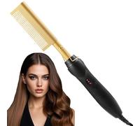 Flomiara Electric Hot Comb Hair Straightener, 160/180/200℃ Temperatures Adjustable Straightening Hot Comb for Wigs, Afro Hair & Beard, Styling Appliances Heated Electric Tooth Combs