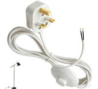 Flomiara Foot Switch, 1.8 Metres 2 Core In Line Switch for Lamps Smart Lights, 250V 2A Inline Light Switch, UK Plug Light Switches with 13A Fused, Suitable for Floor Lamp, Desk Lamp, White
