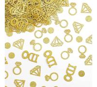 Flomiara Gold Wedding Table Confetti, I DO Diamond Ring Circle Dots Glitter Confetti Scatter Decorations for Marriage Ceremony Bridal Shower Engagement Party Bachelorette Party Hen Parties