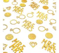 Flomiara Gold Wedding Table Confetti, MR&MRS Diamond Ring Circle Dots Glitter Confetti Scatter Decorations for Marriage Ceremony Bridal Shower Engagement Party Bachelorette Party Hen Parties