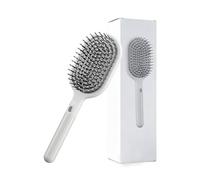 Flomiara Hair Brush, Hairbrush to Detangle Wet & Dry Long & Short Thick & Thin Hair, Curl Defining Blow Dry Paddle Brush, Bamboo Hairbrush for Wavy Curly & Straight Locks Pearl White