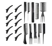 Flomiara Hair Combs Set, 20 PCS Hair Styling Comb, Hair Stylists Cips Professional Styling Comb Care Clip Set, Anti-Static Barber Hair Dying Accessories Men Women Salon Home, Black