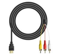 Flomiara HDMI to 3RCA Cable, 1.5M HDMI Male to 3 RCA Video Audio AV Adapter Lead for TV, Projector, DVD, Set-top Box - HDMI to Composite Converter Cable (Black)