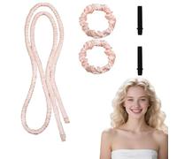 Flomiara Heatless Curls Overnight, Heatless Curlers Headband Set No Heat Overnight for Women Girls DIY Hair Styling, Effortless Heatless Curls Rod, Comfortable for Long Short Wavy All Hair, Pink