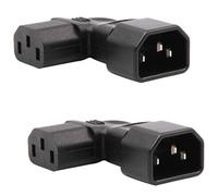 Flomiara IEC C14 to C13 Right Angle Power Adapter, Right Angled 90 Degree Male to Female Power Converter, 250V 10A IEC 320 Connector for PDU, UPS, PC, Monitor, Server - 2 Pack