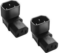 Flomiara IEC C14 to C13 Right Angle Power Adapter, Up Angled 90 Degree Male to Female Power Converter, 250V 10A IEC 320 Connector for PDU, UPS, PC, Monitor, Server - 2 Pack