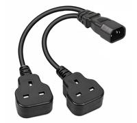 Flomiara IEC Cable, C14 to Dual UK Socket Splitter Lead 30cm, 2 Way Br
