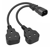 Flomiara IEC Cable, C14 to Dual UK Socket Splitter Lead 30cm, 2 Way British 3 Pin Extension Cable, 13A Fused BS1363, IEC C14 to UK Female for UPS, PDU, Server Rack (Black)
