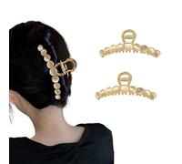 Flomiara Kitsch Gold Metal Claw Clip-Large Hair Clip for All Hair Types, Opal Decoration, Cute Powerful Claw for Girls Women, 2 Piece
