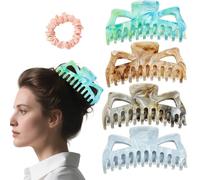 Flomiara Large Hair Clips for Thick Hair Women, 13,5 cm Big Non-slip Matte Hair Claw Clips Strong Hold Hair Jaw Clips, Hairpins Suitable Both Ladies Girls (Coffee Black, Green, Grey Blue, Khaki)