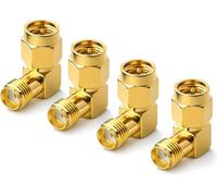 Flomiara Right Angle SMA Male to Female Adapter, 4 Pack Coaxial Connector WiFi Antenna Adapter Connectors, for WiFi /4G LTE Antenna, Router,Goggles FPV Drone Signal Booster