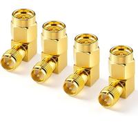 Flomiara Right Angle SMA Male to RP-SMA Female Adapter, 4 Pack Coaxial Connector WiFi Antenna Adapter Connectors, for WiFi /4G LTE Antenna, Router,Goggles FPV Drone Signal Booster
