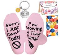 Flomiara Socks Gifts for New Mother Pregnant Woman Friends Women 3PCS Not Disturb Ideas Funny Gifts Sock with Greeting Cards, Birthday Flowers Keychain Gift Boxes, 6-11 uk, 38-45 eur Pink Crew Socks