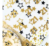 Flomiara Sparkling Gold Stars Confetti 100pcs, 21th Birthday Confetti, Perfect for Parties, Events, and Celebrations, Glitter Sprinkles for Birthday Party, Anniversary & Wedding Table Decoration