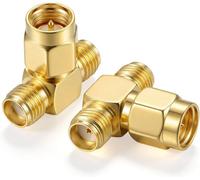 Flomiara T-Type SMA Male to 2 Female Splitter Adapter, 2 Pack T-Type Coaxial Connector, RF Coaxial Connector Signal Distributor for WiFi Router, 4G LTE, FPV Drone, Antenna Extension