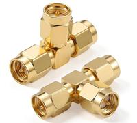 Flomiara T-Type SMA Male to 2 Male Splitter Adapter, 2 Pack T-Type Coaxial Connector, RF Coaxial Connector Signal Distributor for WiFi Router, 4G LTE, FPV Drone, Antenna Extension