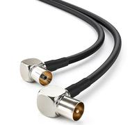 Flomiara TV Aerial Coaxial Cable, RG174 Right Angle Coaxial RF Lead Male to Female 1M, Gold-Plated Connector Adapter for TV Receiver HDTV, Radio, DVB-S DVB-S2, Sky Box, BT, TV Antenna Extension