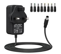 Flomiara Universal 12V 3A DC Power Supply Adapter UK Plug with 8 Multi Tips, 36W AC to DC Charger 5.5x2.1mm Centre Positive for Router, CCTV Camera, LED Strip, TV Box, Black, 1.2M