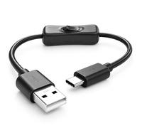 Flomiara USB A to USB C Cable with On Off Switch, Inline USB Type C Power Cable for LED Lights, Webcam, Desk Fan & Small Devices, Tangle Free USB Switch Cord (60CM)
